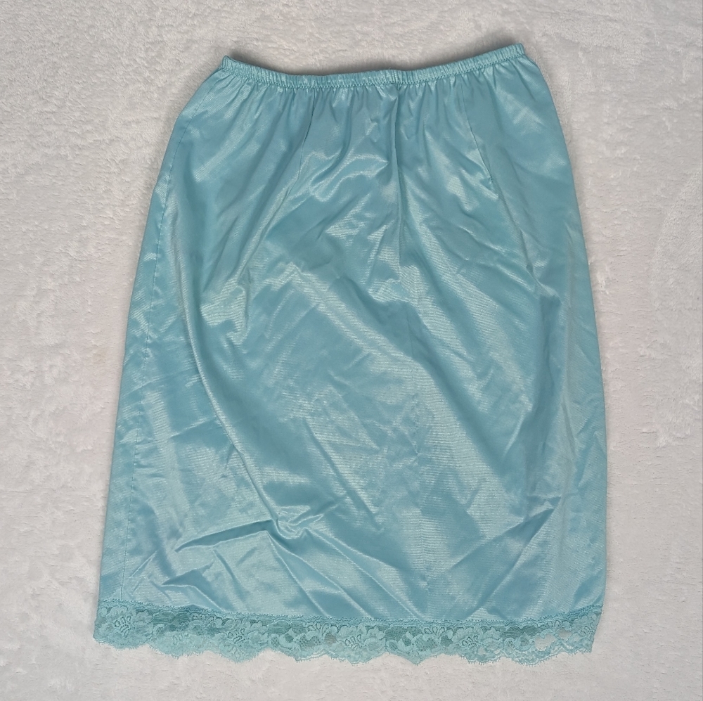 Vintage 60s mint blue slip skirt